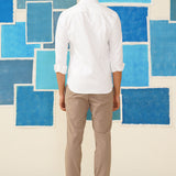 Men’s Pintex White Shirt with Silver Strip Detail
