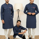 Osaka Blue Mesh Kurta"