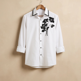 Velvet Bloom Embroidered Giza Cotton Shirt
