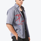 Bird Embroidered Stripe Shirt