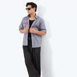 Bird Embroidered Stripe Shirt