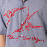 Bird Embroidered Stripe Shirt