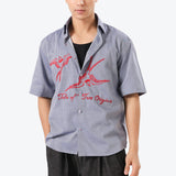 Bird Embroidered Stripe Shirt