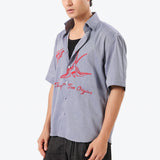 Bird Embroidered Stripe Shirt