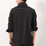 Black Denim Detail Shirt