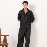 Black Denim Detail Shirt