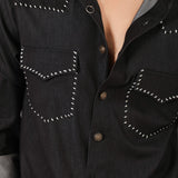 Black Denim Detail Shirt