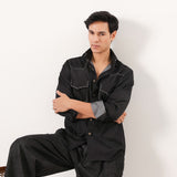 Black Denim Detail Shirt