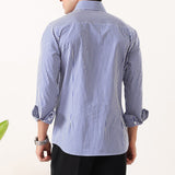 Blue Stripe Embroidered Patch Shirt