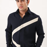 Navy Curve Patch Shirt