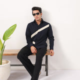 Navy Curve Patch Shirt