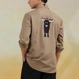 Mocha Bull Embroidered Shirt