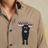 Mocha Bull Embroidered Shirt