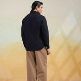 Navy Pintuck Elegance Shirt