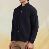 Navy Pintuck Elegance Shirt