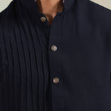 Navy Pintuck Elegance Shirt