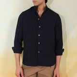 Navy Pintuck Elegance Shirt