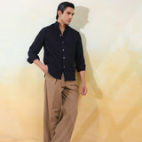 Navy Pintuck Elegance Shirt