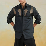 Green Pearl and floral embellishment Shirt