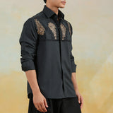 Green Pearl and floral embellishment Shirt