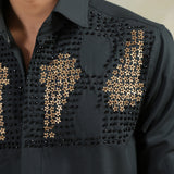 Green Pearl and floral embellishment Shirt