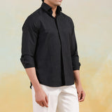 Black Noir Grid Handwork Shirt