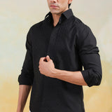 Black Noir Grid Handwork Shirt