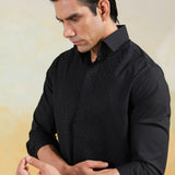 Black Noir Grid Handwork Shirt