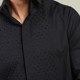 Black Noir Grid Handwork Shirt