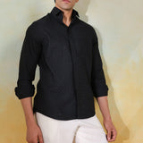 Black Noir Grid Handwork Shirt