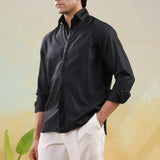 Black Obsidian Cutdana Work Shirt