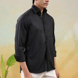 Black Obsidian Cutdana Work Shirt