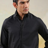 Black Obsidian Cutdana Work Shirt