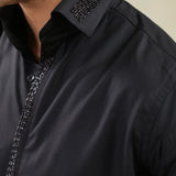 Black Obsidian Cutdana Work Shirt