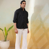 Black Obsidian Cutdana Work Shirt