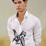Stallion White Embroidery Shirt