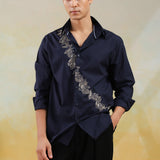 Navy Aari Work Designer Shirt