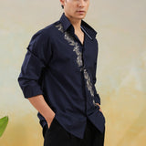 Navy Aari Work Designer Shirt