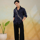 Navy Aari Work Designer Shirt