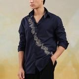 Navy Aari Work Designer Shirt