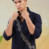 Navy Aari Work Designer Shirt