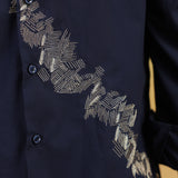Navy Aari Work Designer Shirt