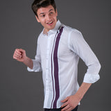 White casual shirt with purple detailing