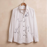 Abstract Cat Embroidered Shirt