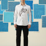 Equestrian Embroidered White Giza Cotton Shirt
