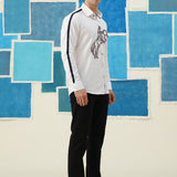 Equestrian Embroidered White Giza Cotton Shirt