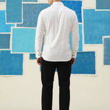 Equestrian Embroidered White Giza Cotton Shirt