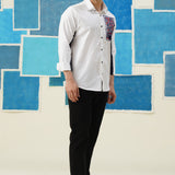 Tree of Life Embroidered White Giza Cotton Shirt