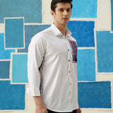 Tree of Life Embroidered White Giza Cotton Shirt