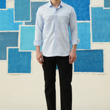 Pintuck Elegance – Light Blue Giza Cotton Shirt